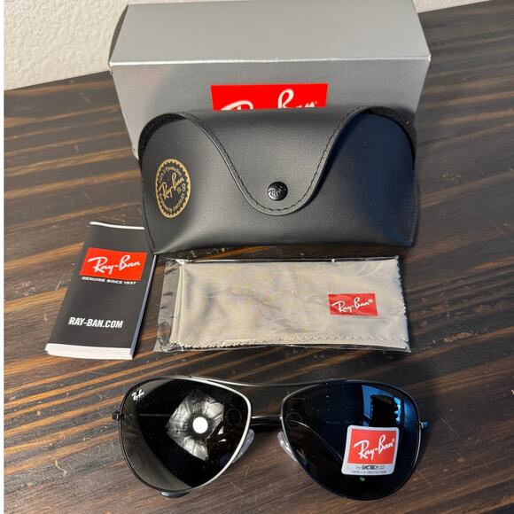 NWT/ NIB Ray Back 63MM Black Metal Aviator Sunglasses - Picture 8 of 14